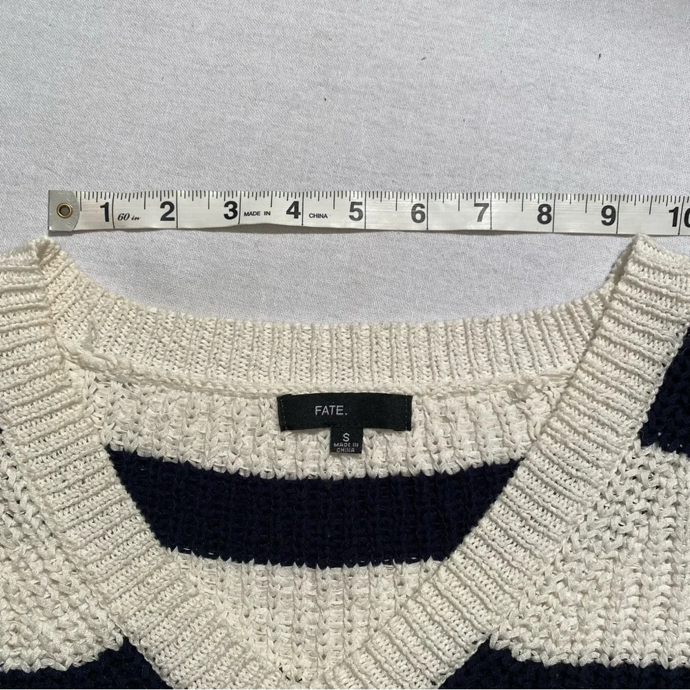 Fate Black White Striped Lace Up Coastal Knit Sweater Size S